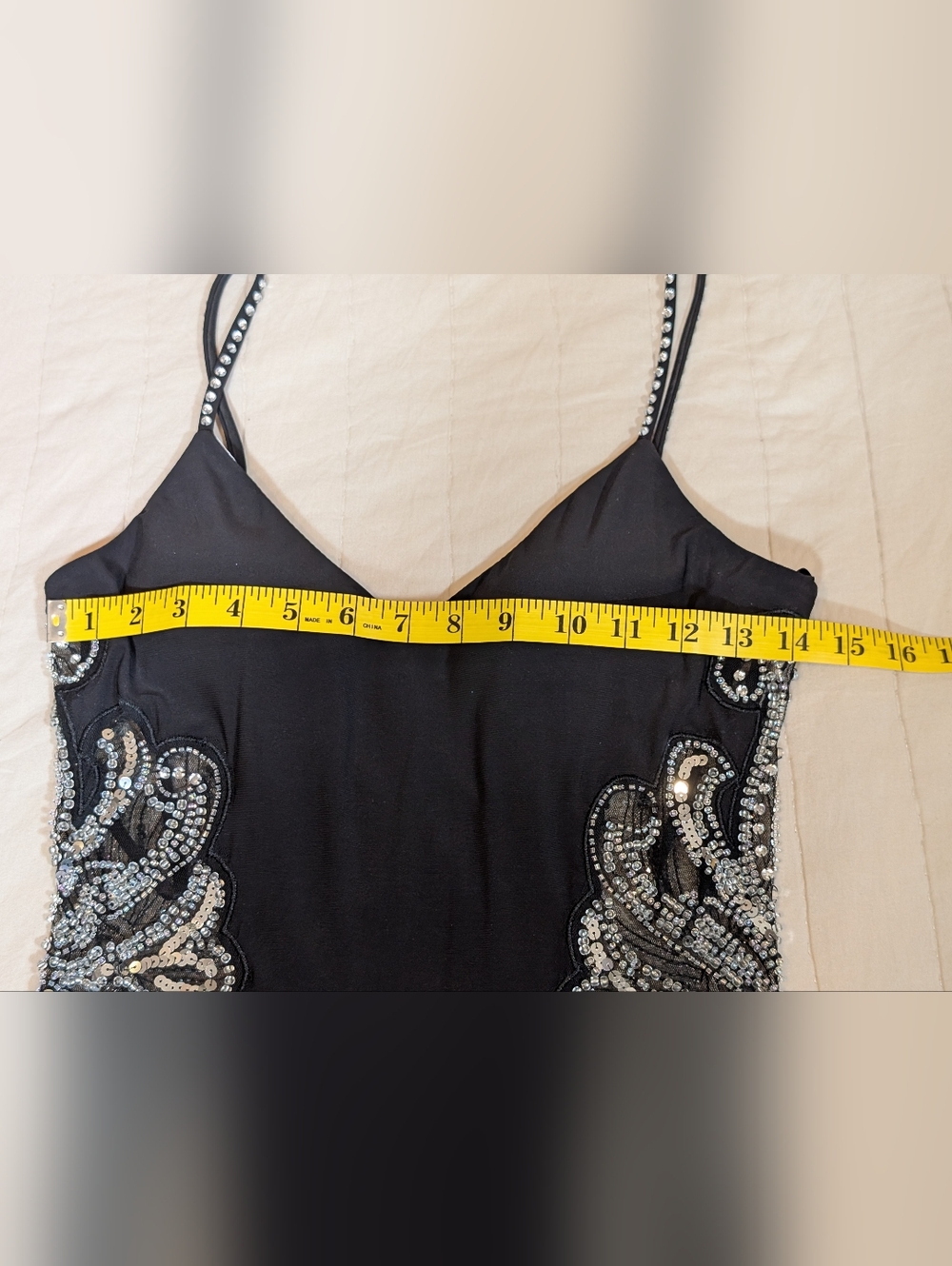 Avery G Sequin Embroidered Gown, Color Black, Sleeveless Dress, Sz 4 - Picture 4 of 13